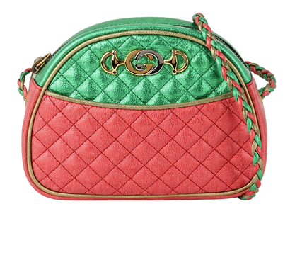 Mini Trapuntata Crossbody, £295, Handbags, Gold/Green/Red, Leather, Front view